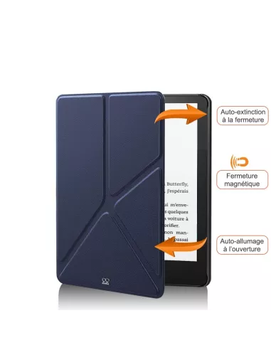 Amazon Kindle 6" (10ème Gén) Etui Cuir Origami - Bleu marine | Ibroz