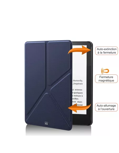 Amazon Kindle 6" (10ème Gén) Etui Cuir Origami - Bleu marine | Ibroz
