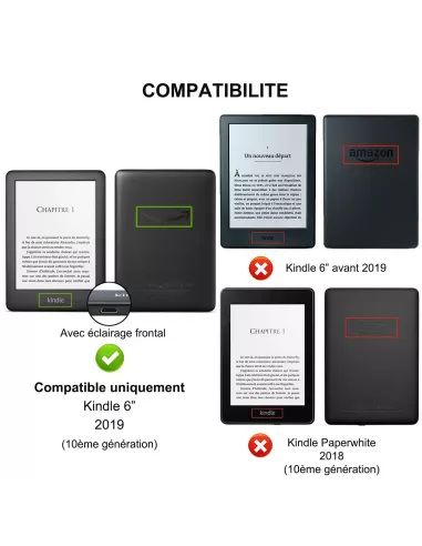 Amazon Kindle 6" (10ème Gén) Etui Cuir Origami - Bordeaux | Ibroz