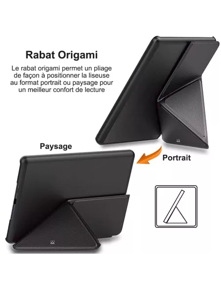 Amazon Kindle 6" (10ème Gén) Etui Cuir Origami - Noir | Ibroz