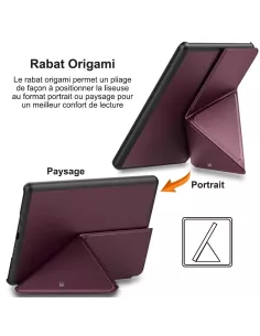 Amazon Kindle 6" (10ème Gén) Etui Cuir Origami - Bordeaux | Ibroz 2