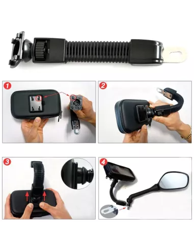 Support universel Flexible pour smartphone sur rétroviseur moto, vé...