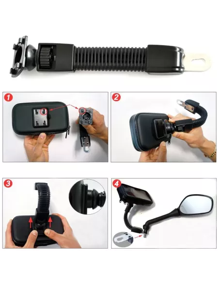 Support universel Flexible pour smartphone sur rétroviseur moto, vé...