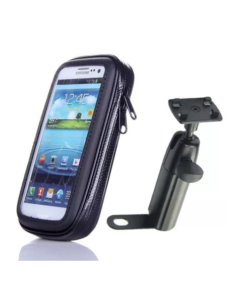Universal smartphone mount on rearview mirror for motorcycles, bicycles, ...
