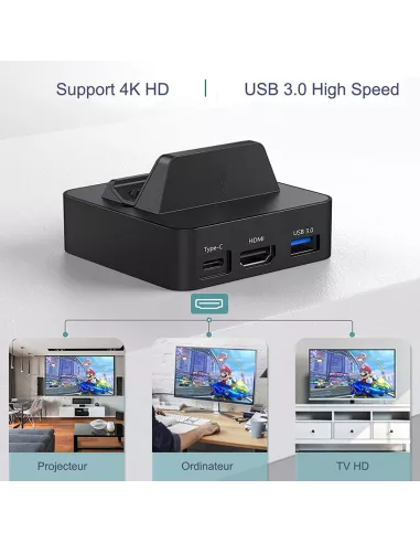 Station d'accueil socle de charge et tranfert TV HD pour Nintendo S...