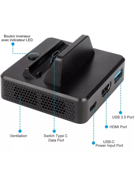 Station d'accueil socle de charge et tranfert TV HD pour Nintendo S...
