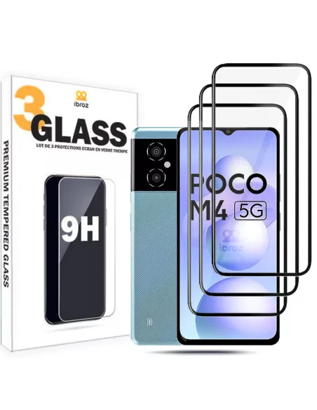 Set of 3 5D tempered glass screen protectors for Xiaomi Poco M4 -...