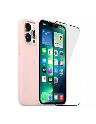 Apple iPhone 13 Pro Max Liquid Silicone Case + 9H Tempered Glass (5D...