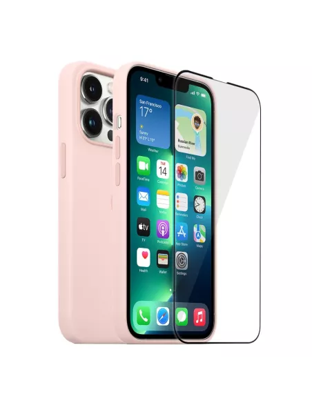 Apple iPhone 13 Pro Max Coque Liquid Silicone + Verre Trempé 9H (5D...