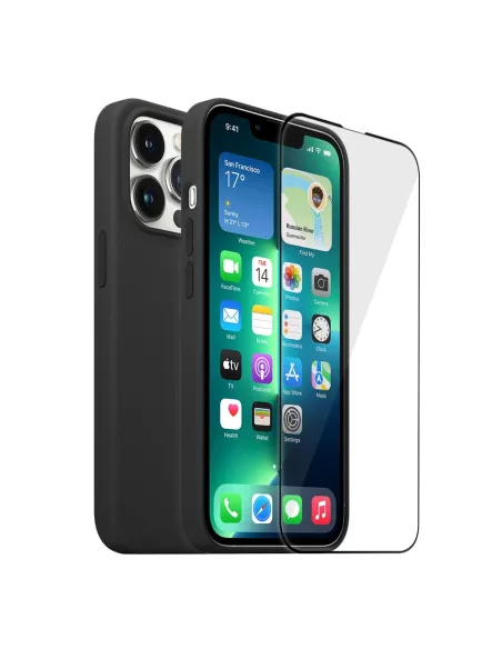 Apple iPhone 13 Pro Max Coque Liquid Silicone + Verre Trempé 9H (5D...