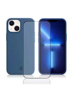 Apple iPhone 13 Mini Coque Liquid Silicone + Verre Trempé 9H (5D) -...