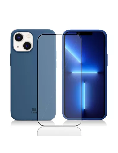 Apple iPhone 13 Mini Coque Liquid Silicone + Verre Trempé 9H (5D) -...