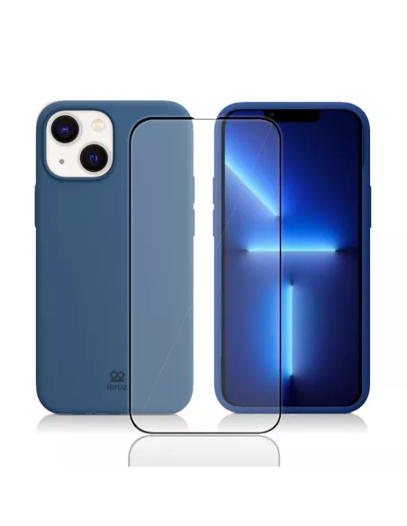 Apple iPhone 13 Mini Coque Liquid Silicone + Verre Trempé 9H (5D) -...