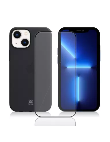 Apple iPhone 13 Mini Coque Liquid Silicone + Verre Trempé 9H (5D) -...