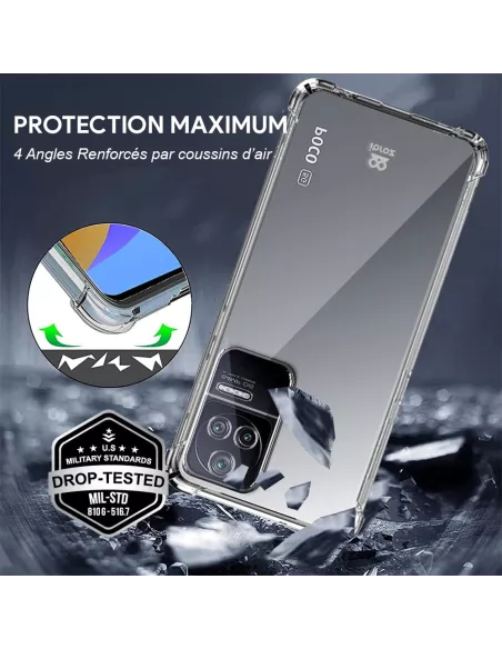 Xiaomi Poco F4 (5G) Pack Coque antichocs + Protection Ecran 9H - Tr...
