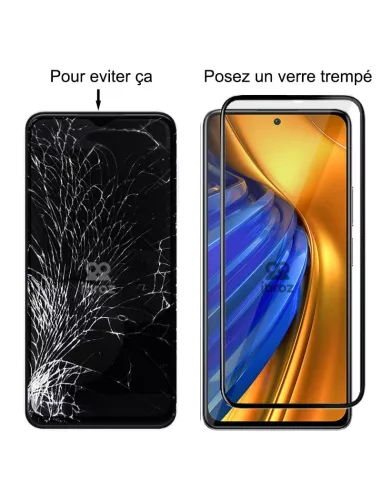 Lot de 3 Protections écran pour Xiaomi Poco F4 en verre trempé 5D -...