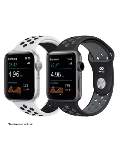Lot de 2 Bracelets Sport Apple Watch 7, 6, SE, 5, 4, 3 - Noir et Bl...