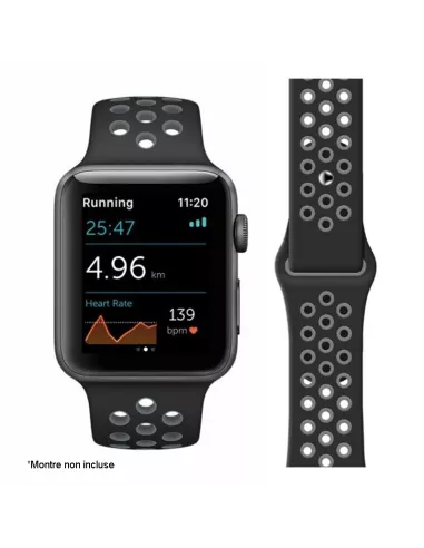 Set of 2 Sport Bands Apple Watch 7, 6, SE, 5, 4, 3 - Black and White...