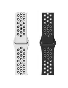 Set of 2 Sport Bands Apple Watch 7, 6, SE, 5, 4, 3 - Black and White... 2