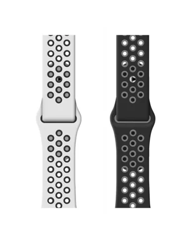 Set of 2 Sport Bands Apple Watch 7, 6, SE, 5, 4, 3 - Black and White...