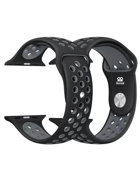 Lot de 2 Bracelets Sport Apple Watch 7, 6, SE, 5, 4, 3 - Noir et Bl...