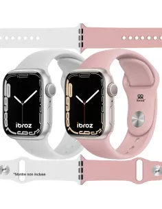 Lot de 2 Bracelets Sport Apple Watch 7, 6, SE, 5, 4, 3 - Blanc et R...