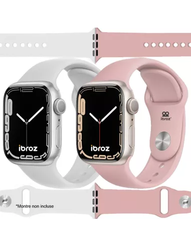Set of 2 Apple Watch 7, 6, SE, 5, 4, 3 Sport Bands - White and R...