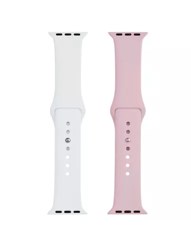 Set of 2 Apple Watch 7, 6, SE, 5, 4, 3 Sport Bands - White and R...