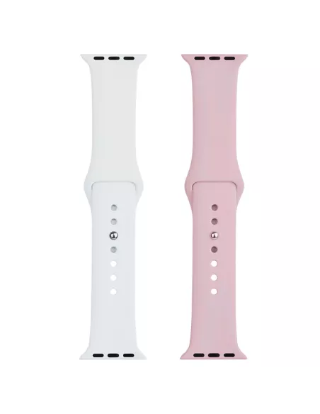 Lot de 2 Bracelets Sport Apple Watch 7, 6, SE, 5, 4, 3 - Blanc et R...