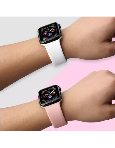Set of 2 Apple Watch 7, 6, SE, 5, 4, 3 Sport Bands - White and R...