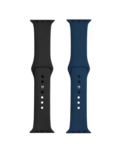 Lot de 2 Bracelets Sport Apple Watch 7, 6, SE, 5, 4, 3 - Bleu marin...