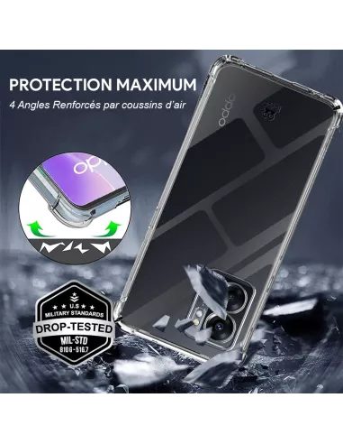 Oppo A77 Pack Coque Antichoc + Protection Ecran 9H - Transparent | ...