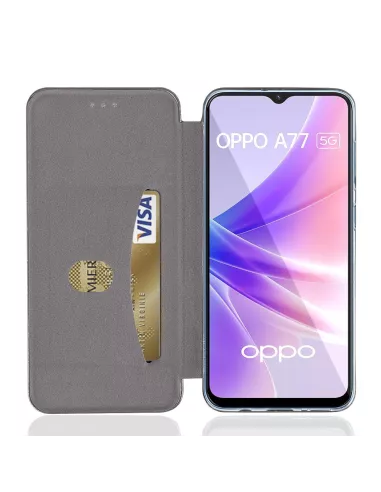 Oppo A77 (5G) Etui Cuir Folio Clam - Bleu cosmos | Ibroz