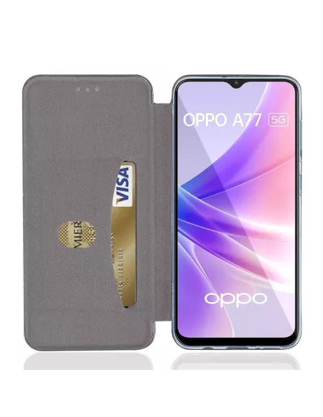 Oppo A77 (5G) Etui Cuir Folio Clam - Bleu cosmos | Ibroz