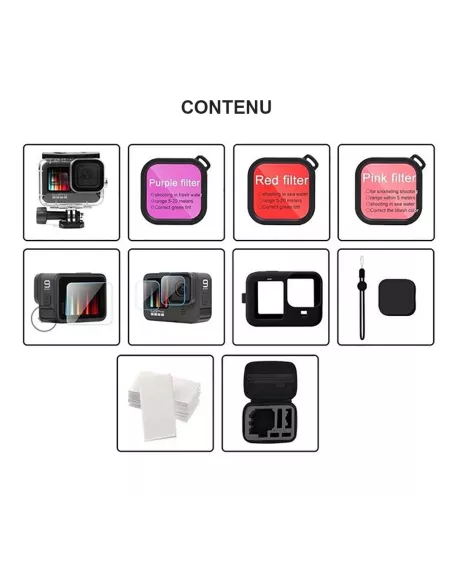 Pack Accessoires et boîtier de plongée étanche 45m pour GoPro Hero ...
