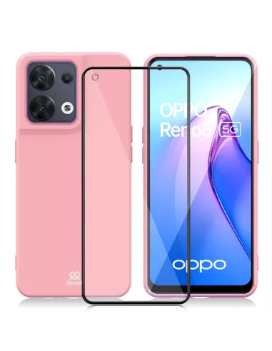 Oppo Reno 8 (5G) Coque LSR Liquid Silicone + Protection écran en ve...