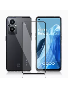 Oppo Reno 8 Lite Shockproof Case + 9H Screen Protector Pack - Transp...
