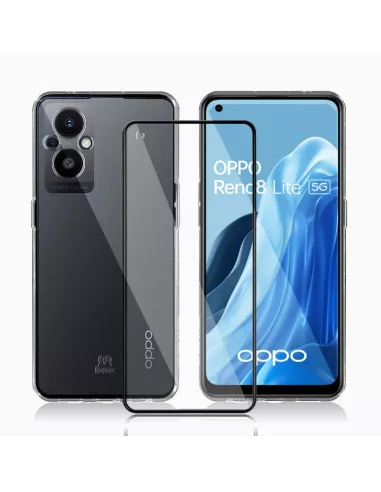 Oppo Reno 8 Lite Shockproof Case + 9H Screen Protector Pack - Transp...