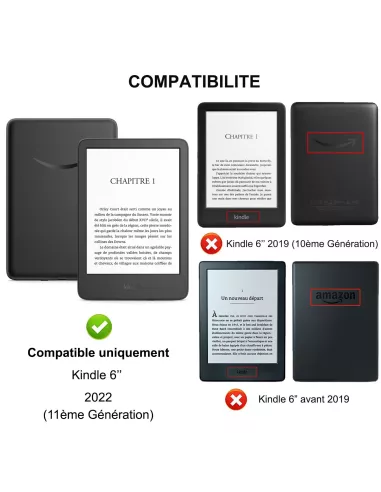 Amazon Kindle 6" (11ème Gén - 2022) Etui Cuir Origami - Noir | Ibroz