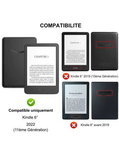 Amazon Kindle 6" (11ème Gén - 2022) Etui Cuir Origami - Bleu | Ibroz