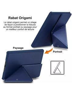Amazon Kindle 6" (11ème Gén - 2022) Etui Cuir Origami - Bleu | Ibroz 2