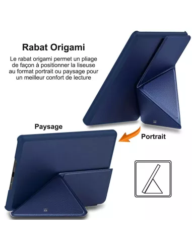 Amazon Kindle 6" (11ème Gén - 2022) Etui Cuir Origami - Bleu | Ibroz