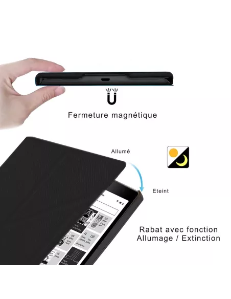 Etui cuir Origami KOBO Clara 2E (2022) - Noir | Ibroz