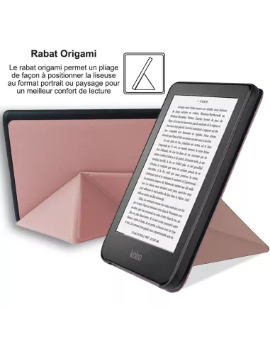 Origami Leather Case KOBO Clara 2E (2022) - Rose Gold | Ibroz