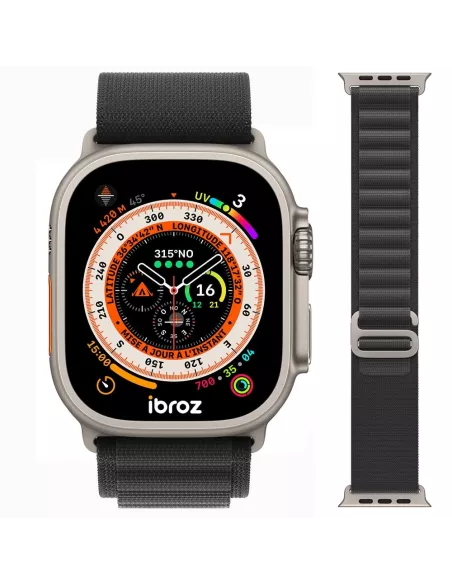 Alpine Wristband Apple Watch Ultra, 8, 7, 6, SE, 5, 4, 3 - Black | Ibroz