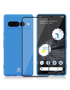 Google Pixel 7 Pro Coque Liquid Silicone + Protection Ecran 9H - Bl...