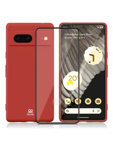 Google Pixel 7 Coque Liquid Silicone + Protection Ecran 9H - Rouge ...