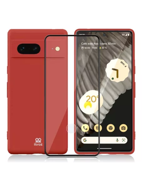 Google Pixel 7 Coque Liquid Silicone + Protection Ecran 9H - Rouge ...