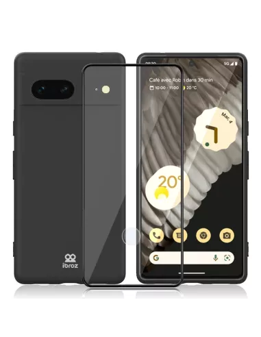 Google Pixel 7 Coque Liquid Silicone + Protection Ecran 9H - Black |...