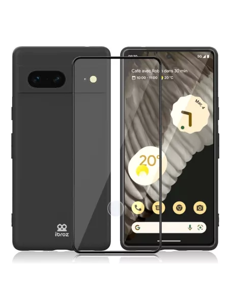 Google Pixel 7 Coque Liquid Silicone + Protection Ecran 9H - Black |...